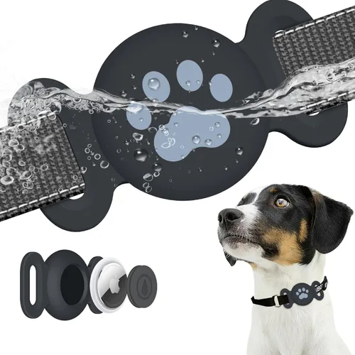 Soporte impermeable para collar compatible con Airtag Gen 2/Gen 1, collar de perro protector antipérdida para rastreador GPS, soporte de silicona