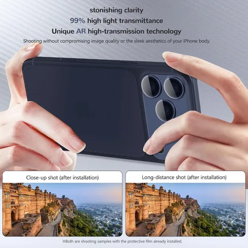 Miniatura 6 de ZXZone Protector de lente de cámara para iPhone 17 Pro, aleación de aluminio de fuerte adherencia y material de cristal de zafiro