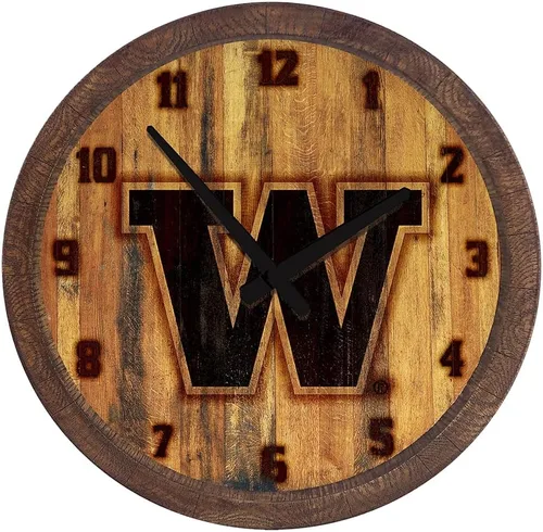 Miniatura 37 de The Fan-Brand NCAA Oklahoma Sooners: Reloj de pared con parte superior de barril de imitación para decoración de bar, decoración de fiesta