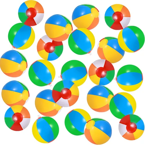Miniatura 2 de Hungdao Mini bola de playa decoración de arco iris pequeña bola de playa con cuerda para colgar y ganchos, pelota inflable para piscina, juguete