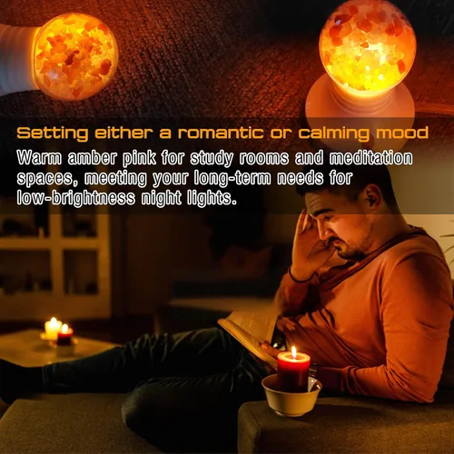 Miniatura 5 de Bombillas LED para lámpara de sal del Himalaya, E26 2200 K rosa ámbar cálido, luz nocturna de iluminación de estado de ánimo, bombillas E26 G45
