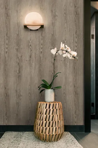 Miniatura 3 de GloryTik Papel de contacto de grano de madera marrón gris de 118 x 17.7 pulgadas, papel tapiz de madera sintética para despegar y pegar, extraíble