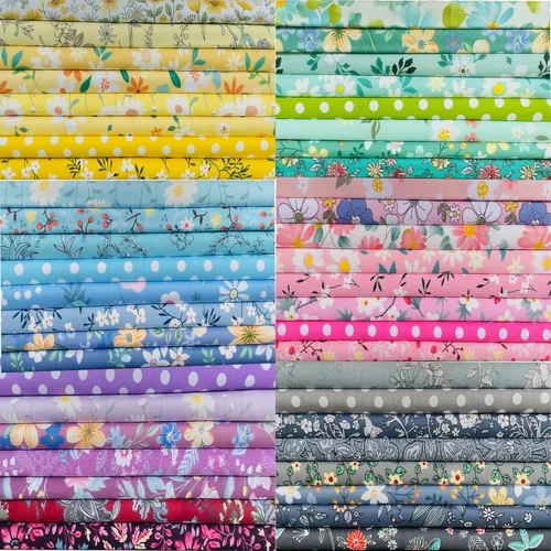 LUMANSUO 50 piezas de tela de algodón de 12 x 12 pulgadas, retazos para acolchado, paquetes de tela de algodón para bricolaje, diseño floral