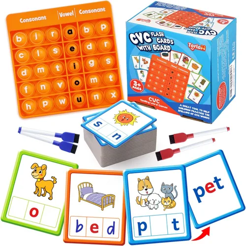 Miniatura 8 de Torlam CVCC y CCVC Juegos de palabras, palabras a la vista, tarjetas flash de ortografía, lectura, aprendizaje de fonética, juguetes para niños