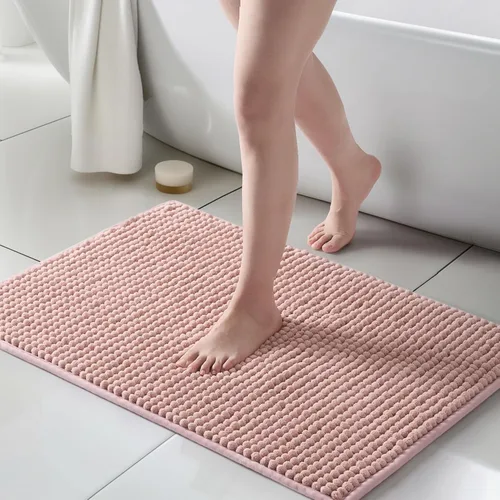 Miniatura 20 de FRESHMINT Alfombra de baño de felpilla gruesa y grumosa, 17"x24", alfombrilla de baño antideslizante, accesorio decorativo suave, linda alfombrilla