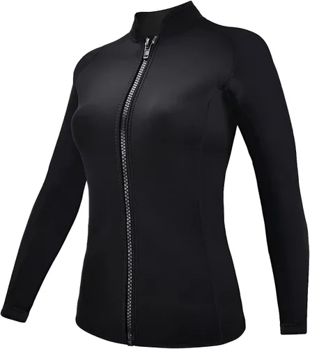 Miniatura 18 de Wetsuits Top Jacket Women Men 2mm Neoprene Long Sleeve Shirt Front Zipper Vest Wet Suit Keep Warm for Adult Youth Diving Surfing Swimming Water