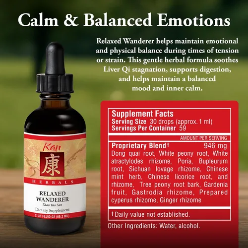 Miniatura 3 de Kan Herbs Company Relaxed Wanderer - Fórmula tradicional china de hierbas para apoyar el estado de ánimo, la digestión y el equilibrio menstrual