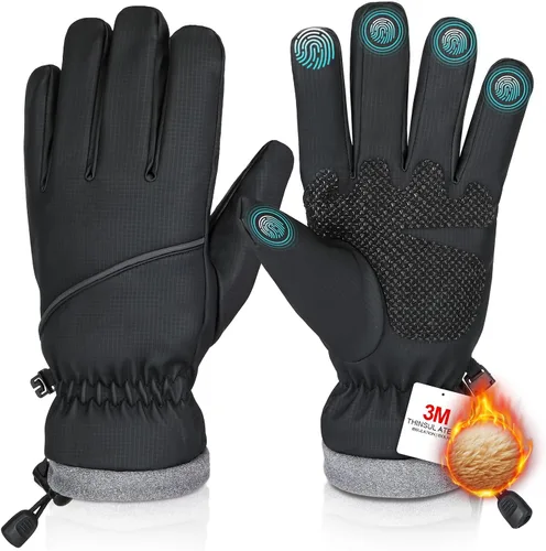 Guantes de invierno impermeables y resistentes al viento para hombres y mujeres, térmicos cálidos para clima frío, agarre de nieve para pantalla