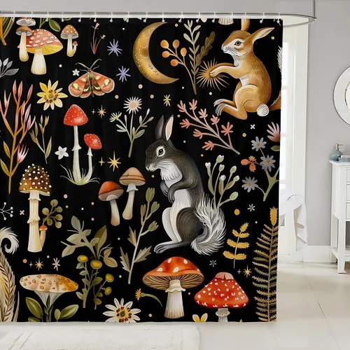 Miniatura 11 de Castle Fairy Cortinas de ducha con hojas de ginkgo, cortina de baño botánica de naturaleza verde, tela de plantas de acuarela, juego de decoración