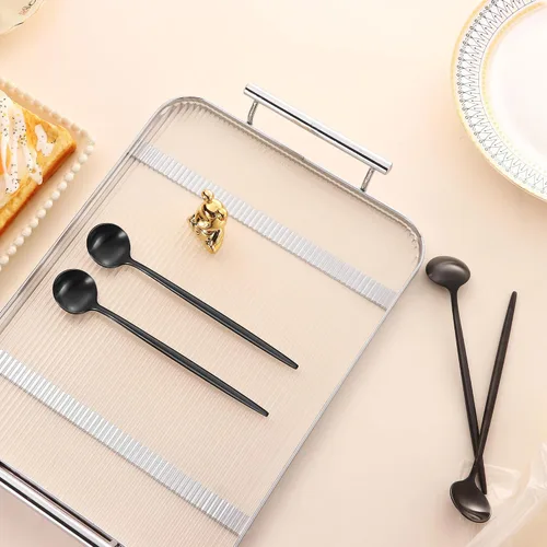 Miniatura 8 de DEHOV 4 cucharas de café 18/10 de acero inoxidable negro satinado de 6.7 pulgadas, cuchara de té helado, cucharas para remover espresso, cucharas