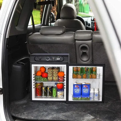 Miniatura 3 de SMETA Refrigerador de propano de 12 V, mini refrigerador de 3 vías a gas RV sin congelador para automóvil, cámper, camión, remolque, refrigeradores
