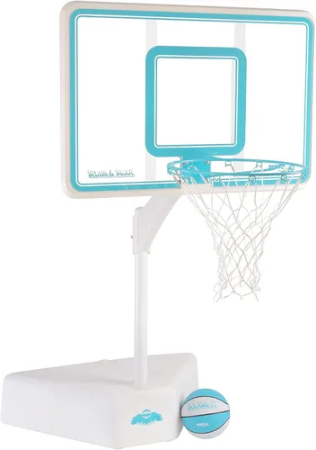 Miniatura 4 de Dunn-Rite Splash & Shoot, aro de baloncesto ajustable para piscina al aire libre con altura variable, pelota, base y borde de acero inoxidable de 18