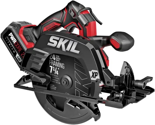 SKIL PWR CORE 20 sin escobillas 20V 7-1/4" 5300 RPM, kit de sierra circular que incluye batería de litio de 4.0Ah y cargador rápido-CR5440B-10