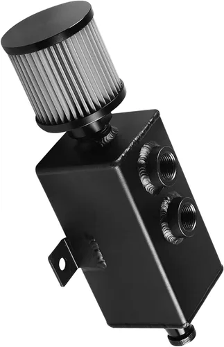 Tanque de Captura de Aceite Universal de 1L con Deflector 10AN, Filtro de Respiración, Depósito de Aluminio en Negro