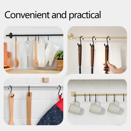 Miniatura 5 de Paquete de 10 Ganchos en S de 3 Pulgadas, Ganchos Colgantes Resistente con Revestimiento de Vinilo Antideslizante para Cocina, Armario, Baño, Negro