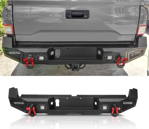 Parachoques trasero de acero para Tacoma 2016 2017 2018 2019 2020 2021 2022 2023 con placa de cabrestante y orificio de sensor y luces LED y kits de