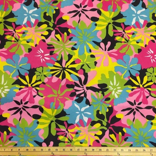 Tela de lona estampada The Yard, impermeable, para exterior, 60 pulgadas de ancho, 600 denier negro (Tropical Black)