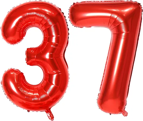 Miniatura 25 de Globo de helio rojo del número 10 de 40 pulgadas, autosellado para decoración de fiesta de cumpleaños y decoración de fiesta de aniversario (rojo 10)