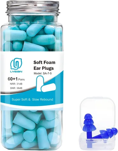 LYSIAN Tapones para los oídos de espuma ultrasuave para dormir, tapones para los oídos con cancelación de ruido para dormir, disparar, viajar y