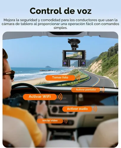 Miniatura 7 de Cámara de tablero de 360° frontal y trasera en el interior, cámara de tablero de 4 canales para automóviles FHD 1080Px4, Wi-Fi integrado, pantalla