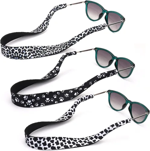 Miniatura 12 de YR Correas de gafas de sol con patrón floral, material de neopreno suave y duradero, retenedores flotantes para gafas, 3 paquetes.