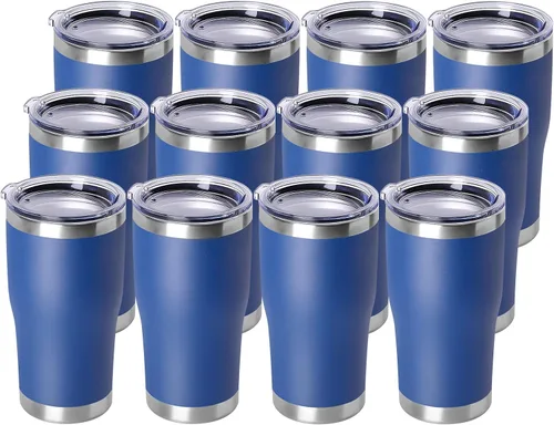 Miniatura 28 de DOMICARE vaso de doble pared con aislamiento al vacío, 20 onzas, con tapa, vaso de viaje de acero inoxidable, vaso de café con recubrimiento
