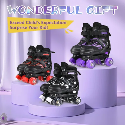 Miniatura 6 de Patines en línea G MGY OLED para niños pequeños, patines ajustables en 4 tallas con todas las ruedas iluminadas, patines iluminados divertidos