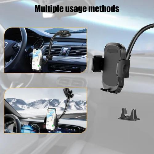 Miniatura 5 de Soporte para parabrisas de automóvil, rotación de 360°, con ventosa fuerte, soporte para teléfono móvil con cuello de cisne, soporte para teléfono