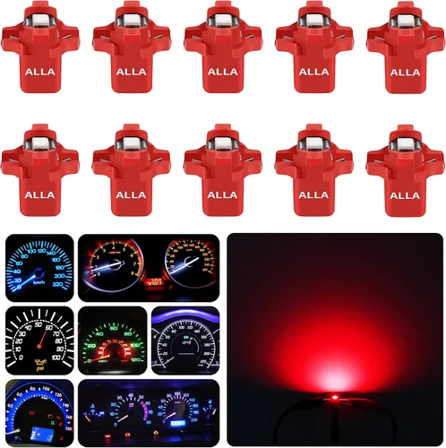 Miniatura 14 de Alla Lighting Bombillas LED superbrillantes B8.3D 17058 202259 2721 MF8, luces de panel de instrumentos amarillo ámbar 3030 SMD, velocímetro
