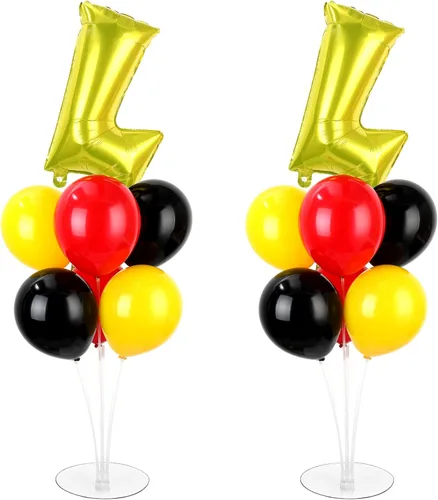 Miniatura 11 de Kit de soporte para globos de fiesta de fútbol 2 juegos con 2 globos de rugby de aluminio tipo bola, centro de mesa temático de fútbol para mesas