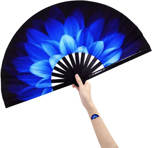 Rave Fans - Ventilador de mano plegable grande para baile de línea, grandes abanicos de aplausos plegables para baile, festival de música, fiesta