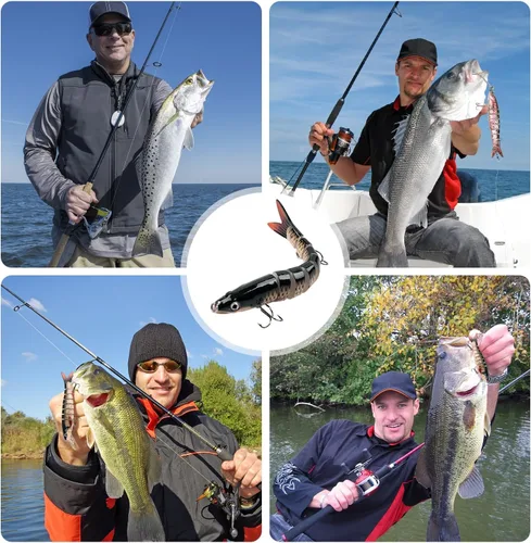 Miniatura 7 de ReeMoo Señuelos de pesca para lubina, señuelos de pesca de agua superior, cebos de natación multiarticulados, señuelos de lubina de natación