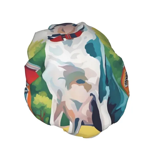 Miniatura 2 de A Home Dog - Gorro de ducha reutilizable de doble capa impermeable con cordón elástico para limpieza del hogar, cuidado facial, ducha