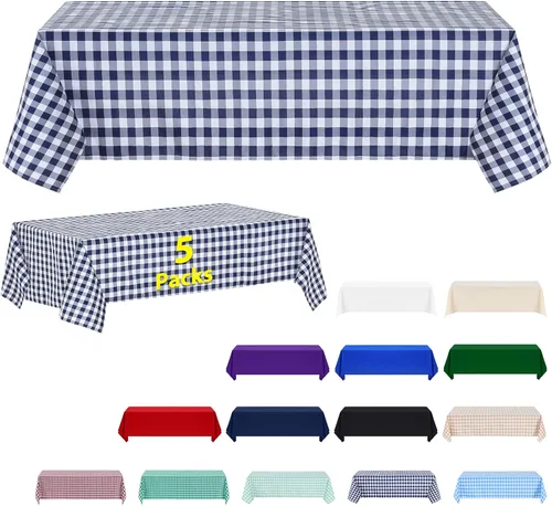 Miniatura 15 de ABCCANOPY Paquete de 3 manteles rectangulares de poliéster de 60 x 84 pulgadas, para interiores y exteriores, resistentes a las manchas, lavable