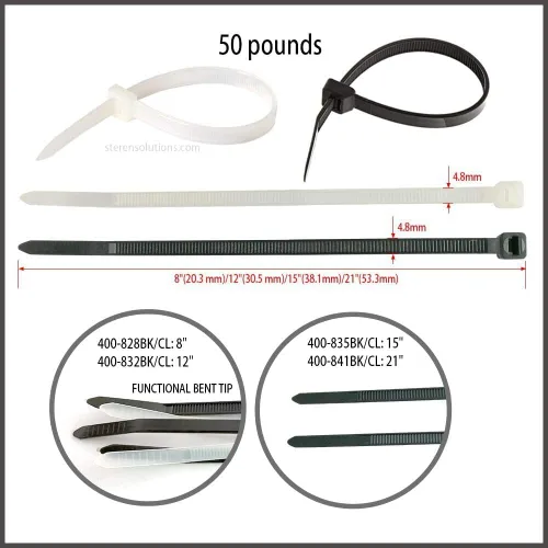 Miniatura 4 de 400-804CL STEREN - Sujetacables de 4 pulgadas, 100 unidades, transparente