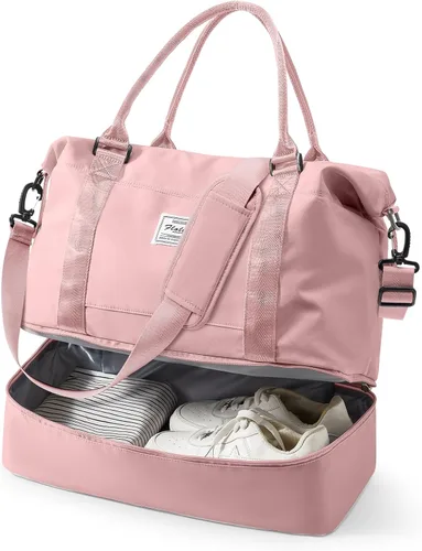 Miniatura 28 de VECAVE Bolsa de viaje para mujer, bolsa deportiva para gimnasio, E20-Púrpura profundo, Grande, Bolsa de viaje