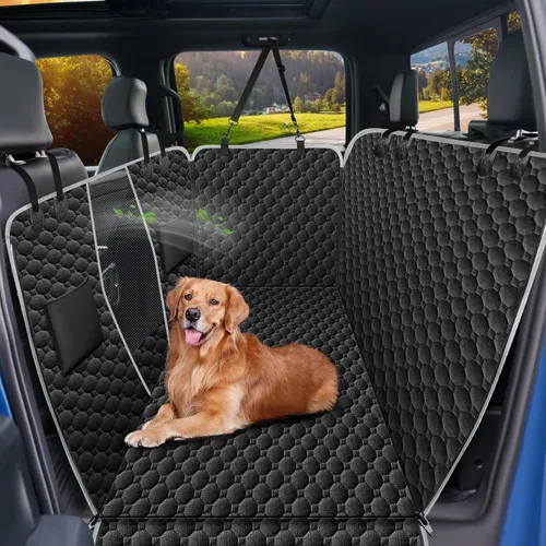 Miniatura 11 de Mancro Funda de asiento de automóvil para perro para asiento trasero, 2026 mejorada 600D, resistente, impermeable y resistente a los arañazos, Negro