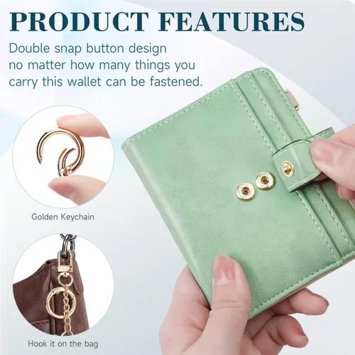 Miniatura 4 de APHISON Cartera pequeña para mujer, con bloqueo Rfid, de piel, delgada, plegable, con tarjetero y bolsillo para monedas