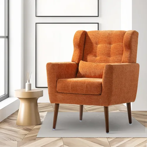 Miniatura 12 de cinkehome Sillas decorativas con brazos para sala de estar, sillón moderno tapizado en chenilla, cómoda silla de salón acolchada y suave