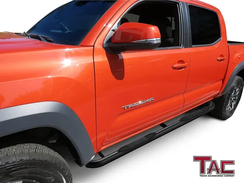 Miniatura 2 de TAC - Estribos laterales para Toyota Tacoma 2005-2023, camioneta de doble cabina de 3 pulgadas, barras laterales negras, barras Nerf, rieles