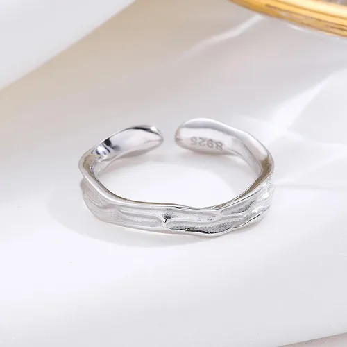 Miniatura 22 de Anillo de plata de ley 925, minimalista, ajustable, hecho a mano, para mujeres y niñas