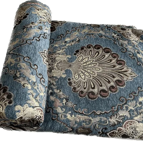 Miniatura 9 de TinaKim Tela de Tapicería Floral, Jacquard Damasco de Chenilla, para Recubrir Sillas de Muebles y Sofás (Azul, 2 Yardas)