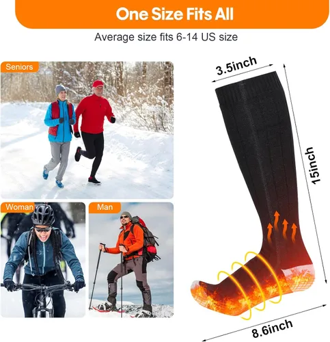 Miniatura 4 de Calcetines con calefacción, calcetines eléctricos calentados para hombres y mujeres, batería recargable, calientan hasta 8 horas, calcetines