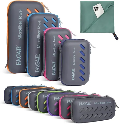 Miniatura 18 de BAGAIL - Toalla de camping con funda de EVA, toalla de viaje de microfibra compacta y ultrasuave, toalla de viaje súper absorbente y ligera de Gris