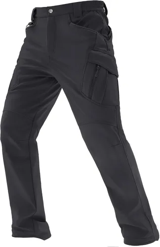 TACVASEN Pantalones de invierno para hombre, 9 bolsillos, forro polar, para senderismo, nieve, resistentes al agua, cálidos, softshell, gruesos,