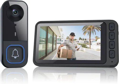 Miniatura 10 de TKMARS Timbre de puerta inalámbrico sin suscripción impermeable IP65 timbre de puerta con pantalla, no necesita aplicación/WiFi, video portero 1080P