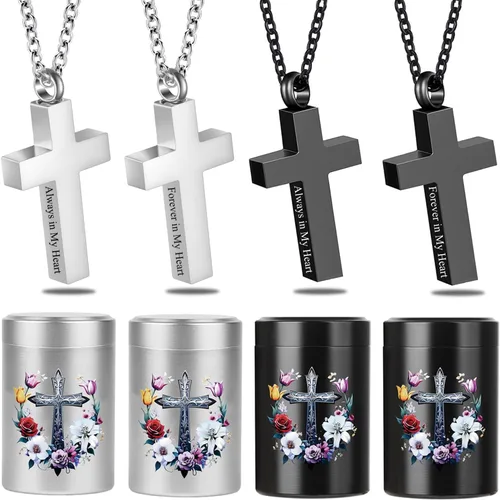 Miniatura 10 de RIPFEVURN Pequeñas mini urnas para cenizas humanas, recuerdo para adultos, hembra, hombre, árbol de la vida, joyería de cremación, collares de urna