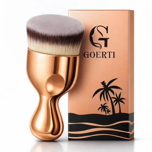 Miniatura 6 de Brocha de base Kabuki con parte superior plana en ángulo, cepillo vegano para mezclar y pulir maquillaje facial y corporal, autobronceador, cepillo