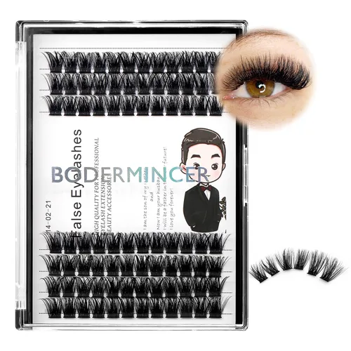 Miniatura 8 de Bodermincer 84 racimos de pestañas postizas en racimo D, pestañas postizas de volumen, extensiones de pestañas naturales, efecto 3D, banda unida