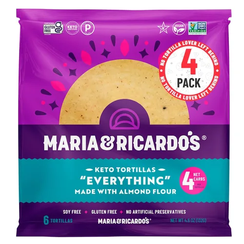 Maria & Ricardo's KETO Tortillas | Condimento de almendras 'Everything Seasoning' | Bajo en carbohidratos | Sin granos | Paleo | Sin OMG | Vegano |